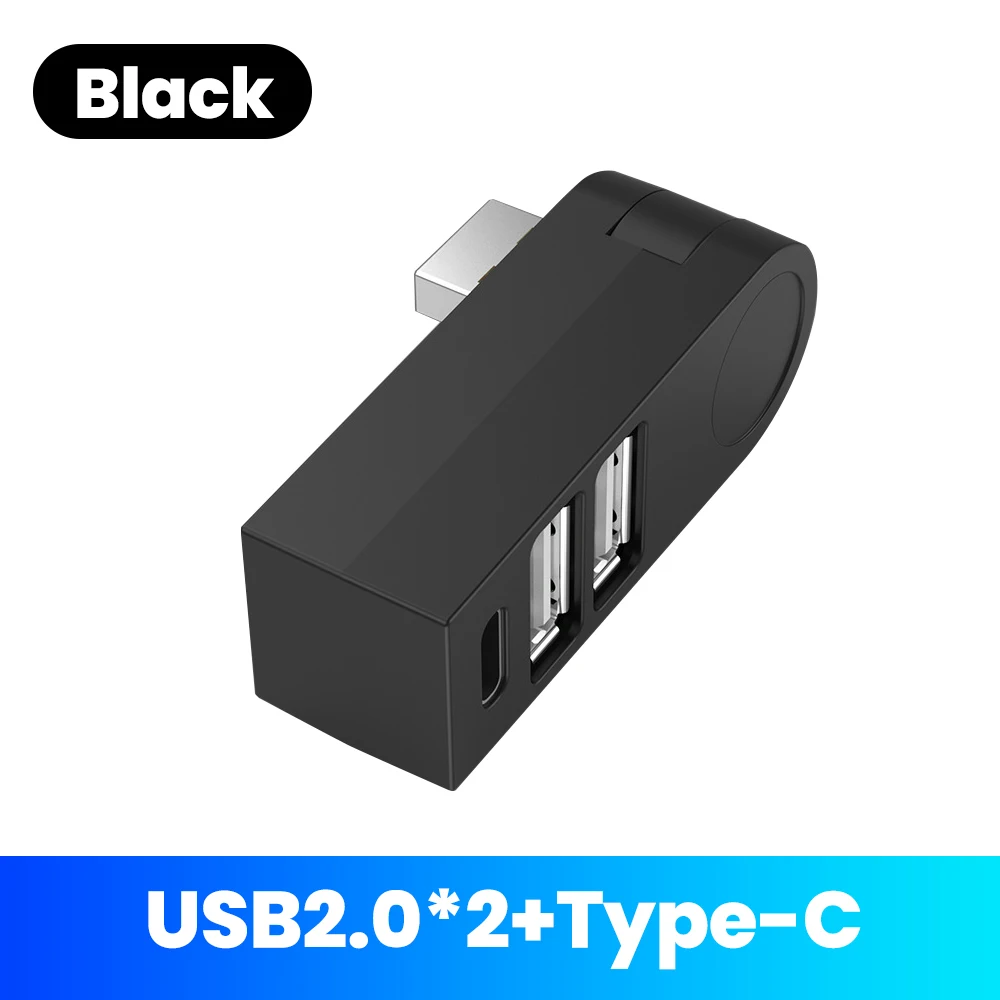 3 in 1 USB HUB 270° Rotatable Multi-ports USB 2.0 Hub Laptop Office Multi Function Reading U Disk Adapter Type C High Speed HUB