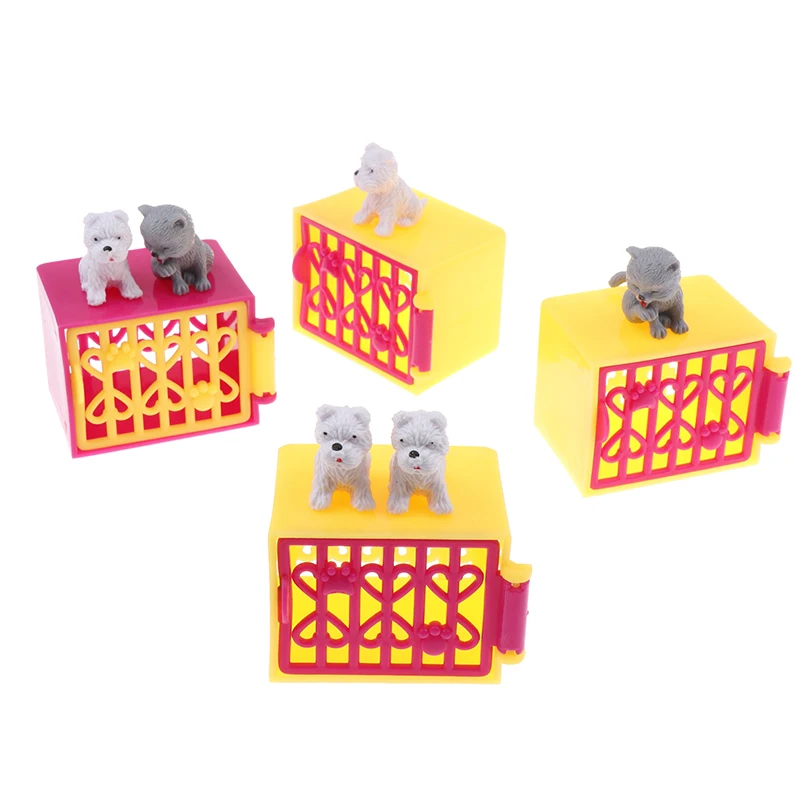 

1set Dollhouse Scene Display Dog House Dog Cage Toy Mini Plastic Pet Kennel Decoration Kids Toy Gift Accessories