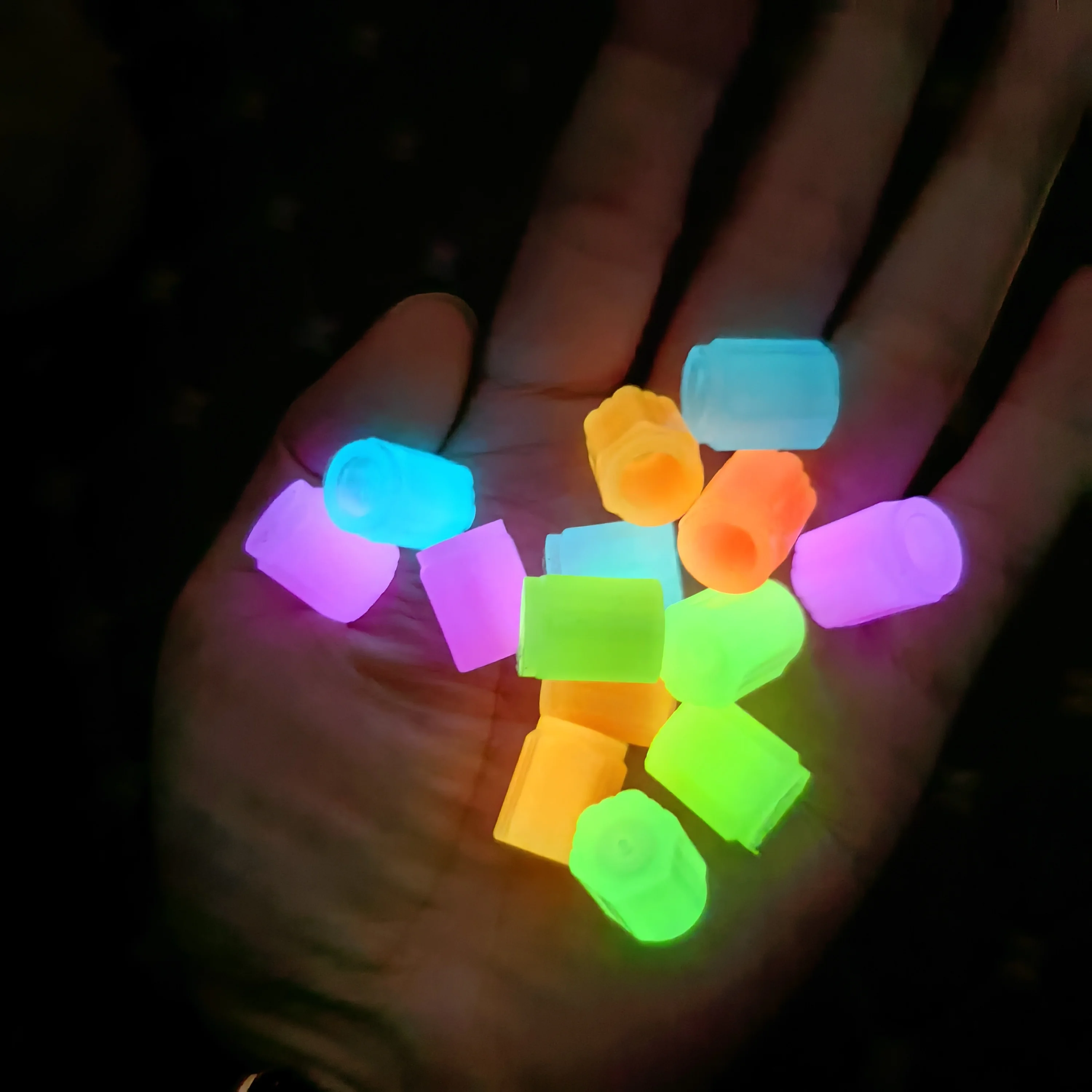 Automotive universal luminous hexagonal tire valve cap fluorescent motorcycle bicycle dustproof waterproof parts-tire valve caps