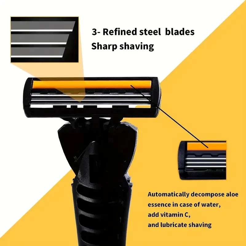 Razor 3-layer Stainless Steel Blade Men Washable For Travel For Home Shaver Manual Shave Daily Face Care