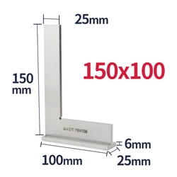 Flat Edge Carpentry Angle Measuring Tool - Multi-Use Woodworking Square (150x100 With Base 90)
