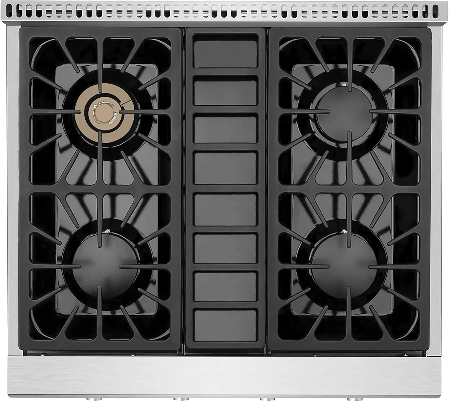 Slide-in Natural Gas Rangetop with 4 Deep Recessed Sealed Ultra High-Low Burners-Heavy Duty Continuous Grates in S