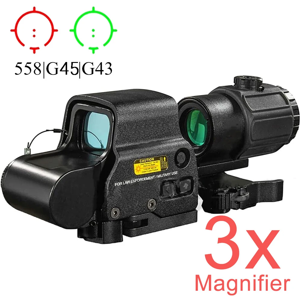 

Red Dot Scope Tactical 558 G43 3X Magnifier Holographic Collimator Sight Optics Sight Reflex for Rifle Hunting, Set/Individually