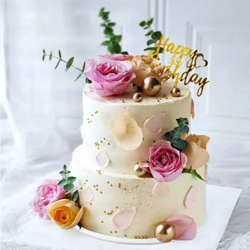 Double Layer Silicone Foam Simulation Cake Model, 6/8-inch Fake Birthday Cake Window Display Sample, Dessert Table Decoration