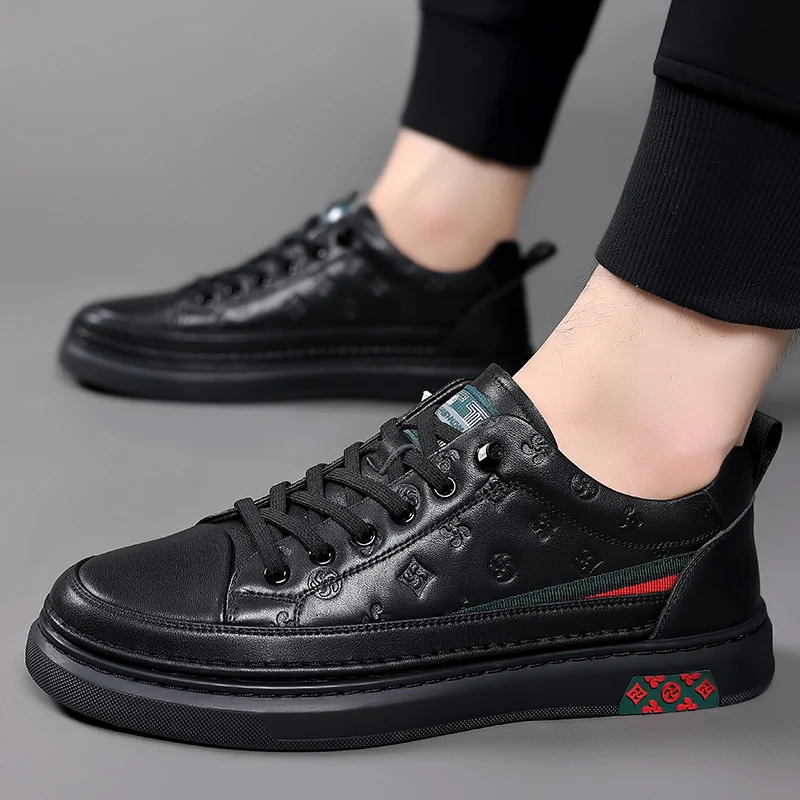 2024 Spring and Autumn Men's Casual Shoes White Soft Leather Shoes Men's Sports Shoes