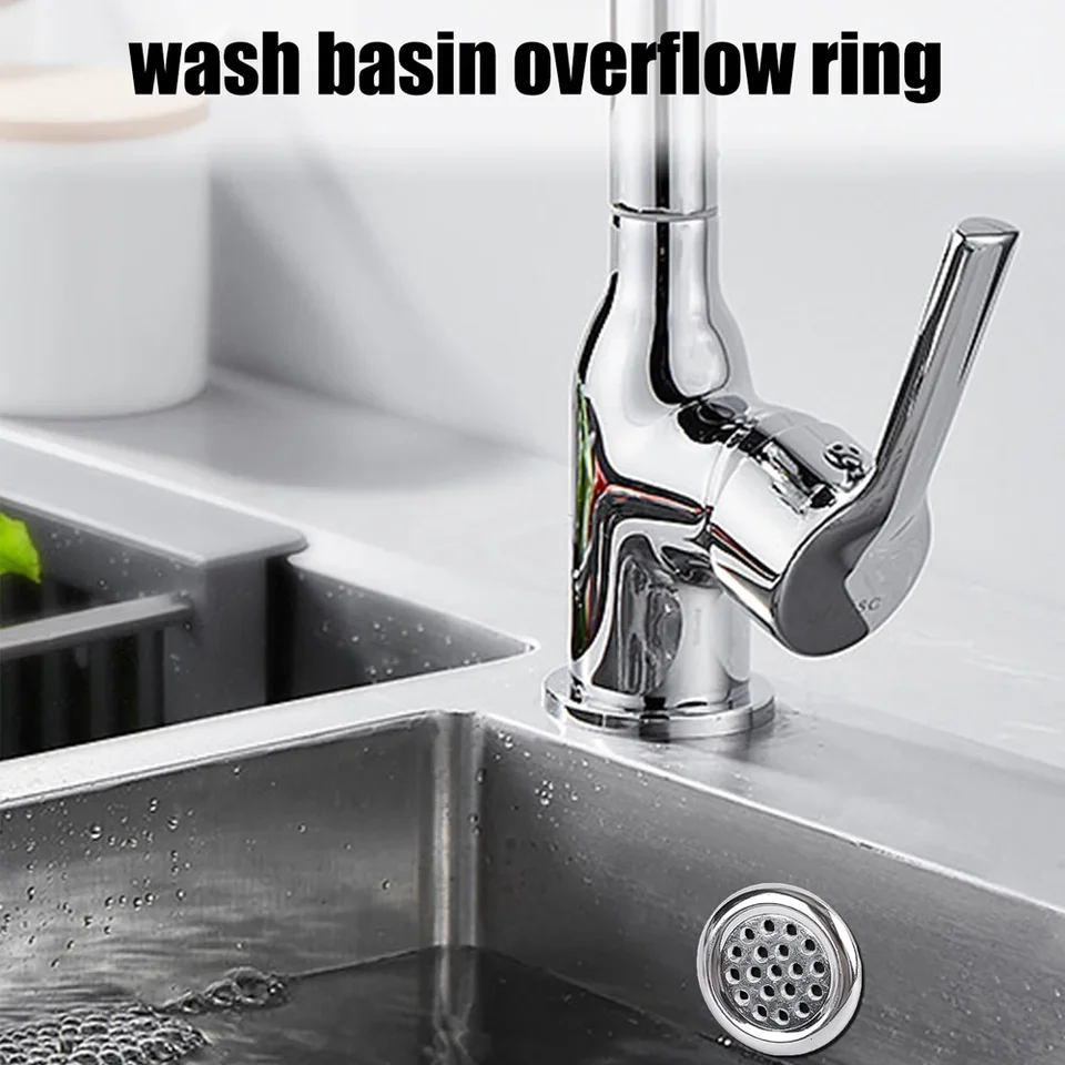 6 Stuks Gootsteen Overloop Ring, Gootsteen Overloop Cover Ronde Keuken Badkamer Wastafel Overloop Ring Bad Wastafel Gat Ronde Overloop Cap Cover