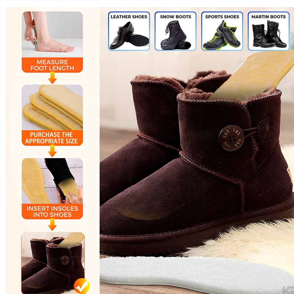 Description Picture 6 of item4PCS Thicken Thermal Insoles Winter Warm Heated Soft Plush Insole Shoes Snow Boots Shoe Pad Simulation Cashmere Insert Insole