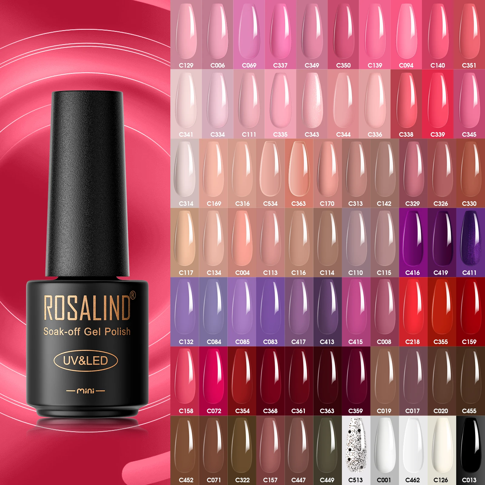 

ROSALIND Pink Nude Neon Colors Nail Gel Polish Semiperment UV Varnish Hybrid Manicure Nails Art Nail Polish Base Top Coat