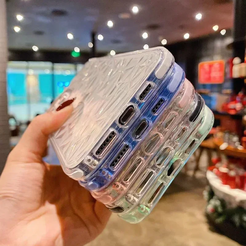 Diamond Pattern Shockproof Transparent Phone Case