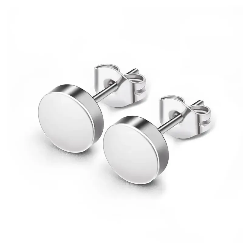 2 pezzi orecchini a bottone rotondi neri in acciaio inossidabile per uomo, orecchini a bottone punk da 3-8 mm con bottone a pressione per donna uomo gioielli_voghion.com