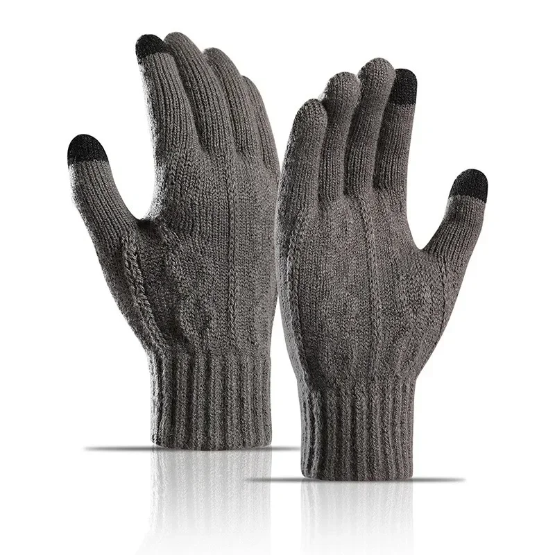 

Winter Warm Gloves Men Women Large Size Military Knit Gloves with Velvet Fleece Touch Screen Cold Hand Gloves Work Gloves