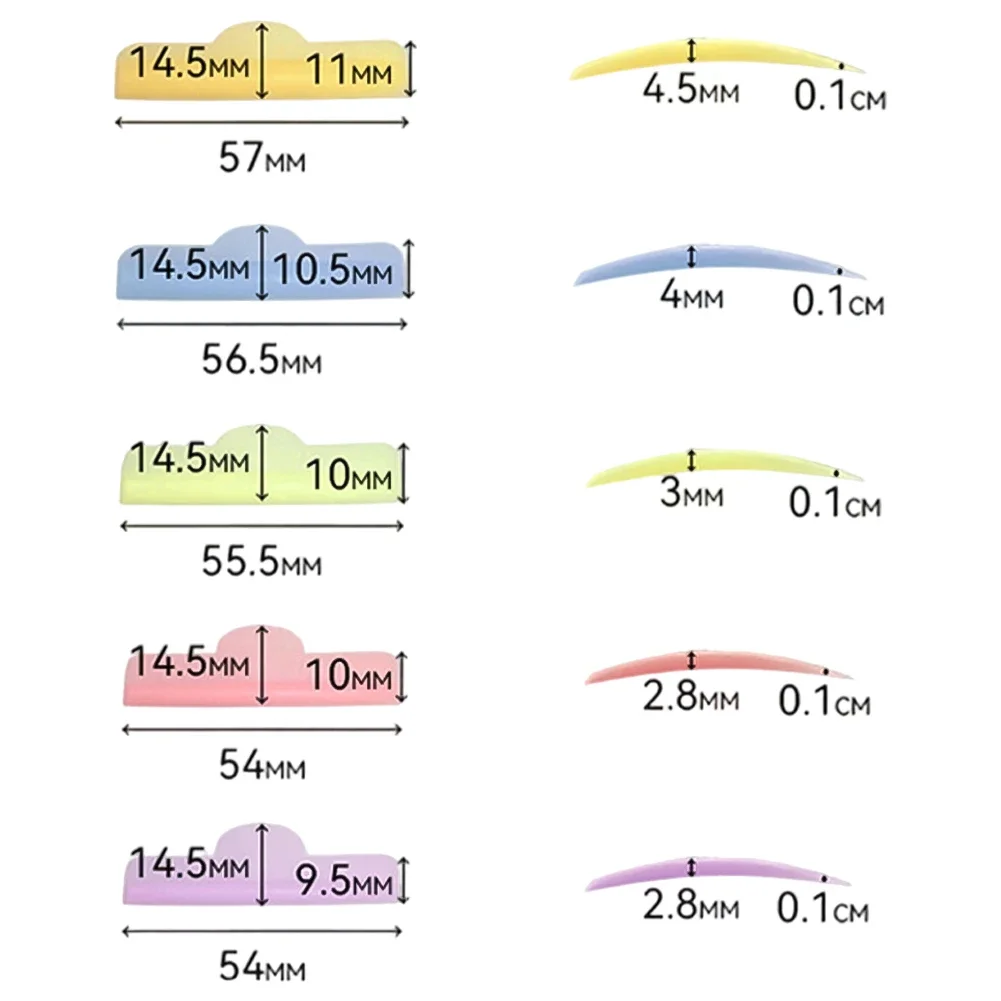 재사용 가능한 실리콘 속눈썹 롯드 쉴드 5쌍, 속눈썹 펌 패드 (래쉬 라미네이션 및 연장용)