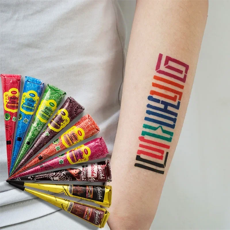 New Henna Tattoo Paste Black brown red white Henna Cones Indian For Temporary DIY Tattoo Sticker Body Paint  Cone henne 2