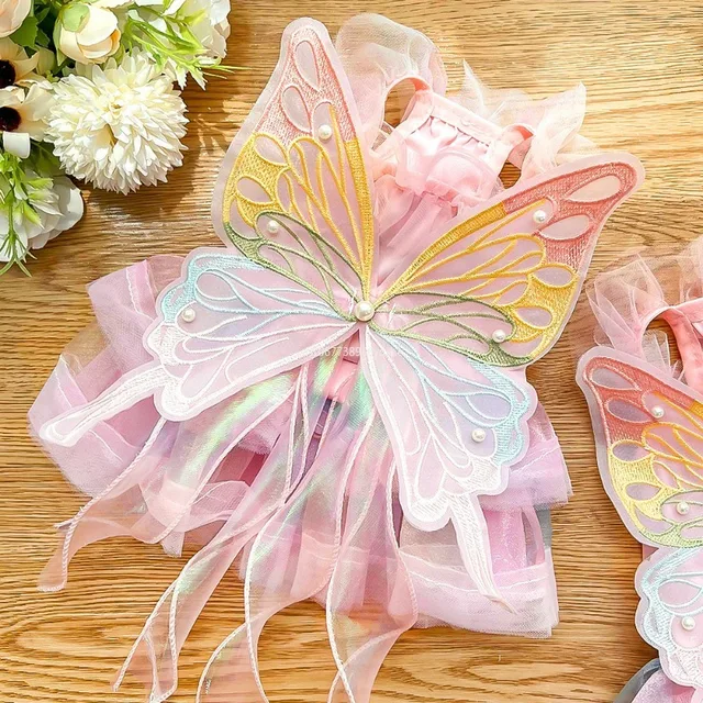 Cat Dog Princess Dress Clothes Rabbit Bunny Kitten Butterfly Costume Schnauzer Chihuahua Puppy Summer Sweet Mesh Dress 원피스 고양이 옷 3
