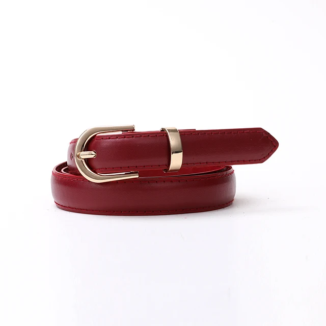 Goowail 2022 Female Black White Yellow Leather Belts Thin Waist Straps For Casual Dresses Jeans 130cm Long Plus Size Women wine red