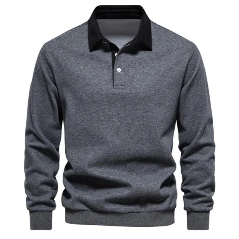 Description Picture 5 of item2024 New Spring Autumn Fashion Design Polo Neck Sweatshirts for Men Casual and Social Wear Quality Cotton Mens Sweatshirts
