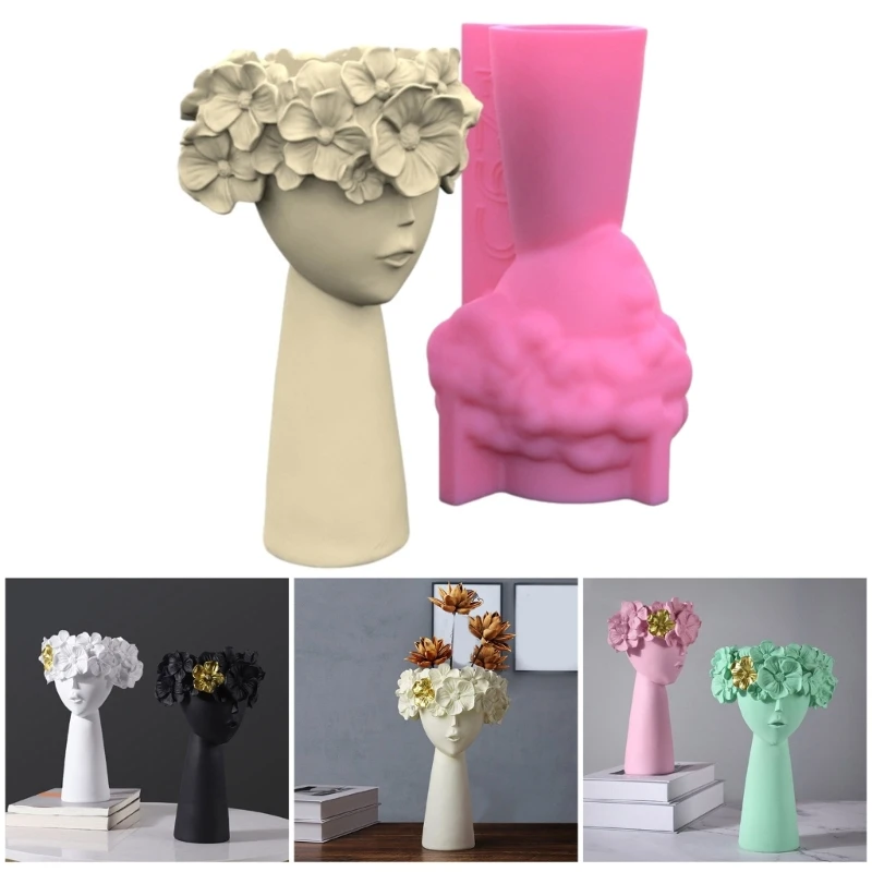 

Cute Girl Flower Pots Mold Epoxy Resin Molds Pen Holder Candle Holder Cement Planter Silicone Mould Home Decorations