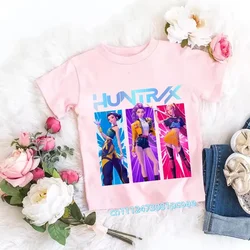 Children's Anime - Inspired Demon Hunters T - Shirt - K - pop Cartoon Pattern, Casual Girls' Top, Gift Option - 130 (1)