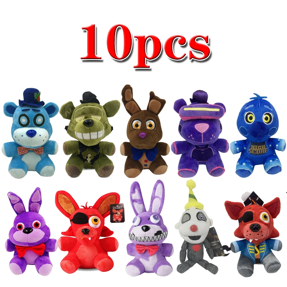 5-10Pcs FNAF Freddy's Plush Toy Stuffed & Plush Animals Bear Rabbit Game  Fnaf Birthday Christmas Toys For Kids