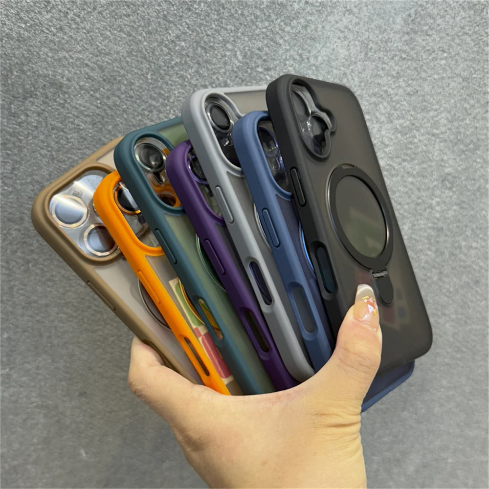 Luxury Frosted Translucent Phone Case with Lanyard Stand