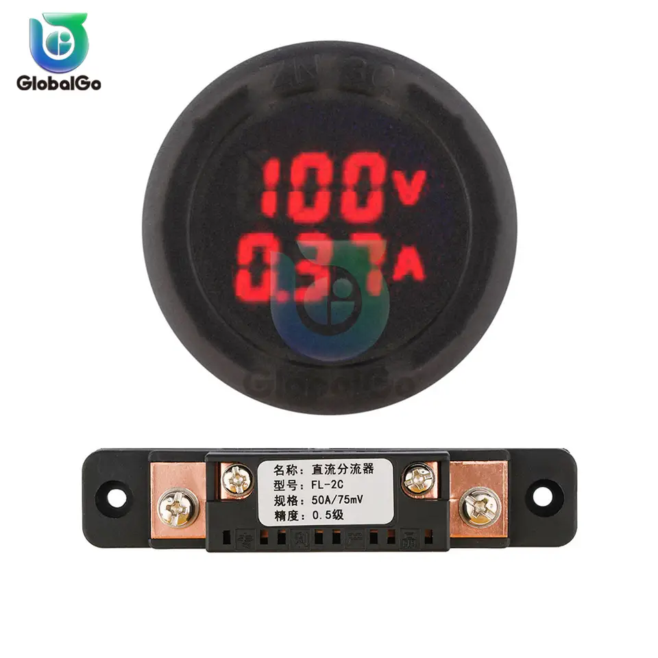 DC100V 1A 10A 50A 100A Digital Voltmeter Ammeter Circular Voltmeter Car Voltage Current Meter Volt Detector Tester Monitor Panel image 1