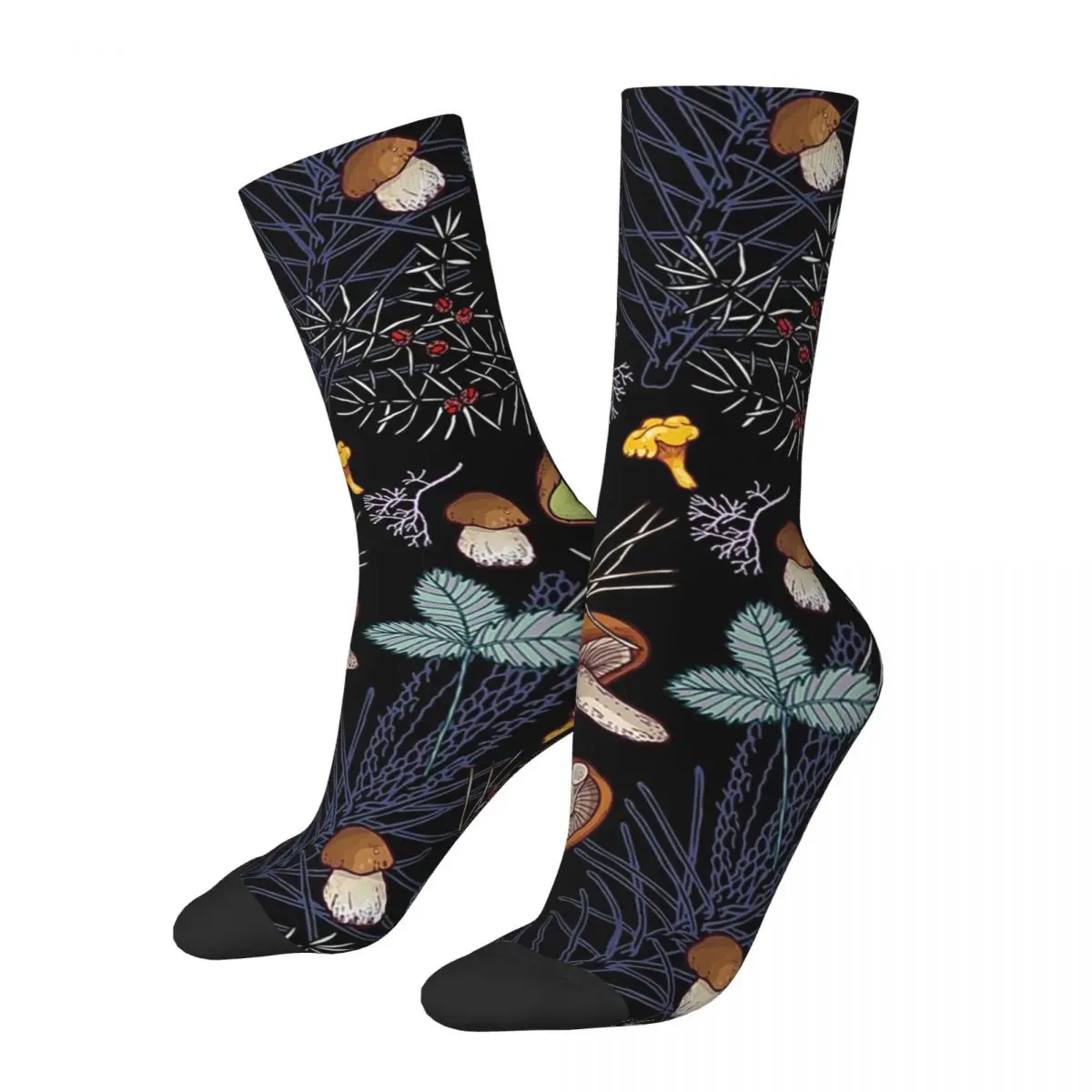 

Носки в стиле Харадзюку с изображением темного дикого леса грибов, высококачественные чулки, всесезонные длинные носки, аксессуары для подарка унисекс