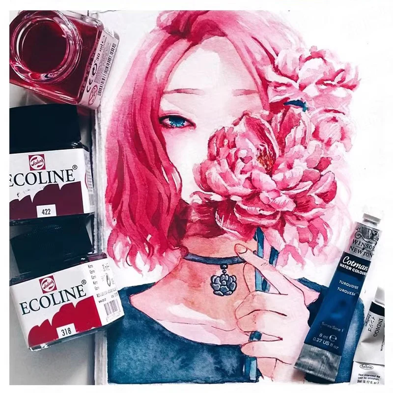Liquid Talens Watercolor Ink Ecoline Transparent Pigment Color Drawing Dropper Aquarelle Paint 30mL 1pc Architects Art Supplies