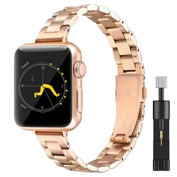 Slim Stainless Steel Chain Strap - 42mm 44mm 45mm 49mm (Rosegold and tool)