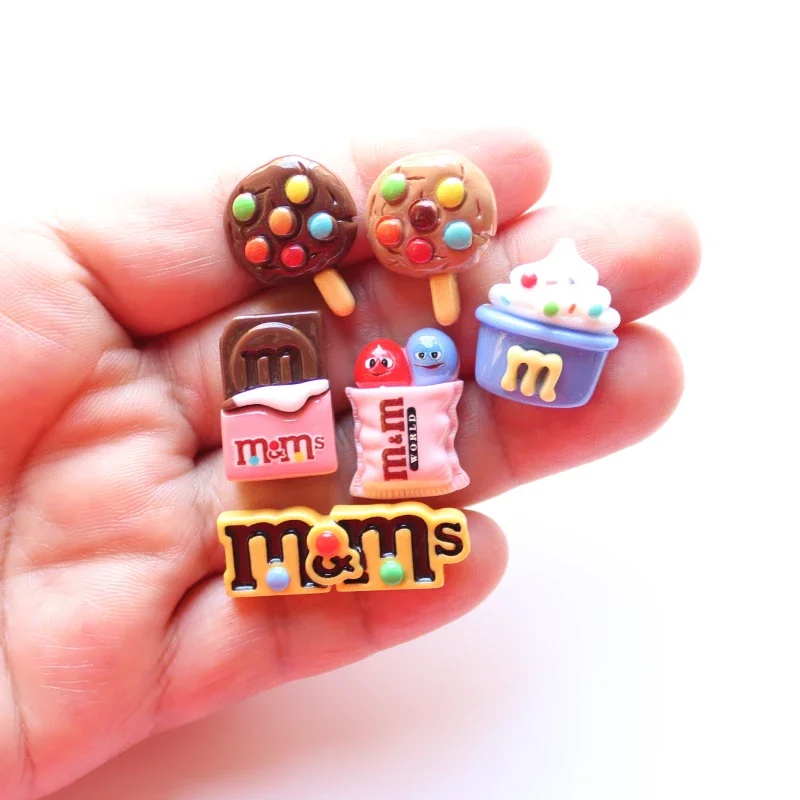 10Pcs Mini Chocolate Cartoon M Candy Cream Flatback Cabochon Scrapbook Gioielli Fai Da Te Decor Abbellimenti Accessori Artigianali