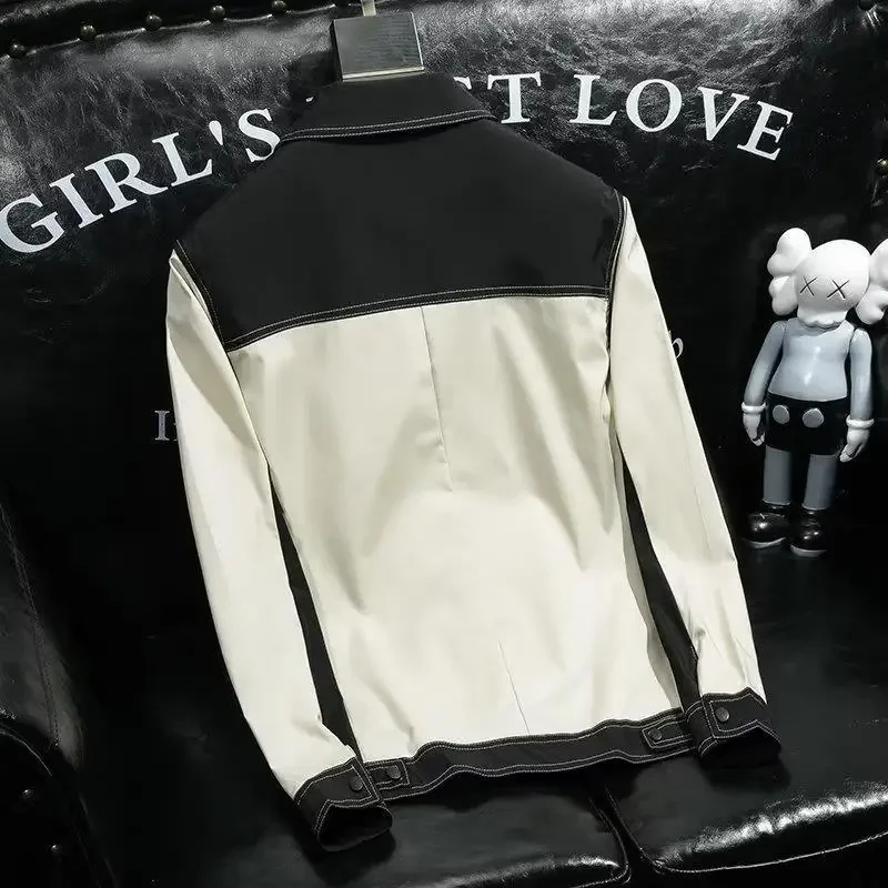 봄철 커플 루즈핏 다용도 홍콩 스타일 가디건 재킷 컬러 블록 캐주얼 일본 트렌디 브랜드 볼파크 재킷 F