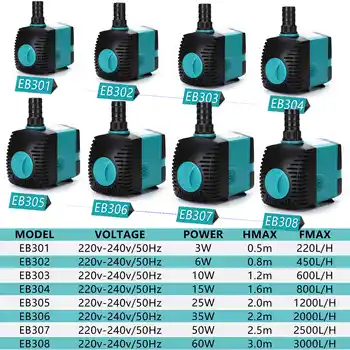 수족관, 연못, Hydroponics 법에 대한 흡입 컵과 조용한 조절 물고기 탱크 잠수정 220V 워터 펌프 파워 헤드