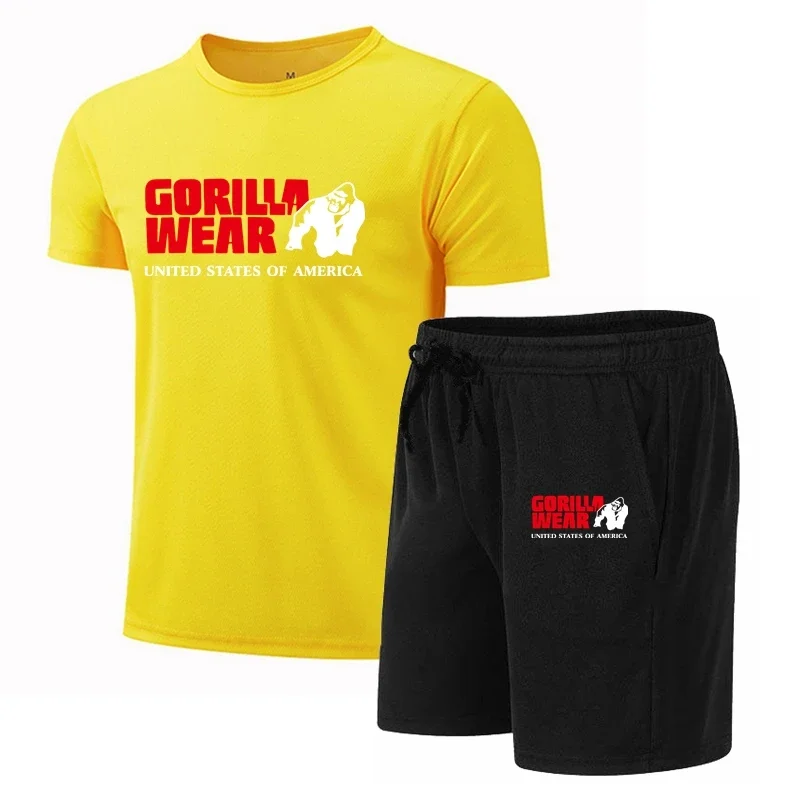 2024 Gorilla Printing Short-sleeved Suit Man Woman Summer Casual Clothes T-shirt + shorts 2-piece T-shirt Quick drying Set 3