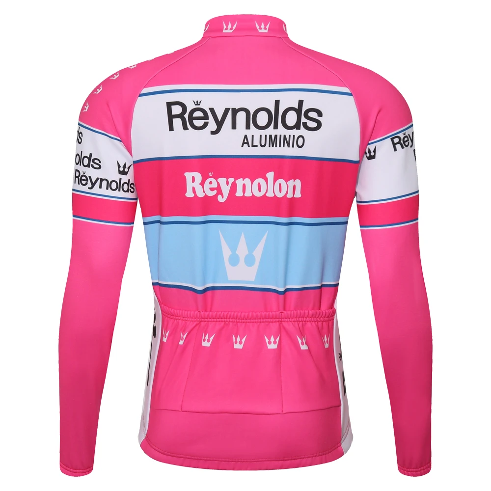 Reynolds Retro Cycling Jersey Long Sleeve Man Bicycles Enduro Quick Thin Dry Bike Downhill Mtb Winter Fleece Clothing Blue Pink