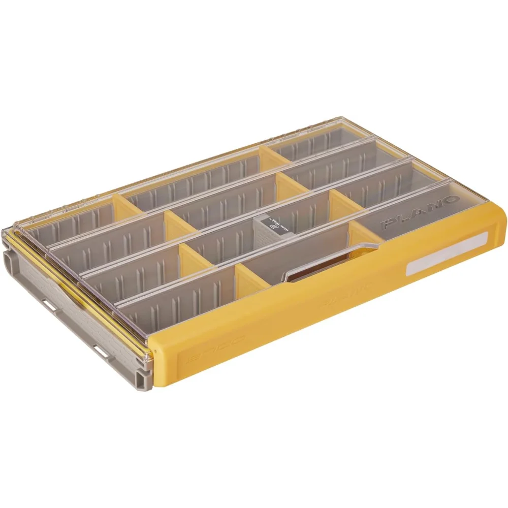 Premium Tackle Utility Box, Gray and Yellow, Stackable Organizers,  Waterproof, Rust-Resistant Bait and Tackle Storage