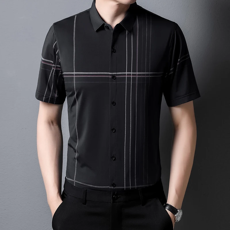 

2022 Summer Men Shirt Luxury Designer 2022 Turn-Down Collar Mens Shirts Short Sleeve Slim Fit Camisas Men Clothing