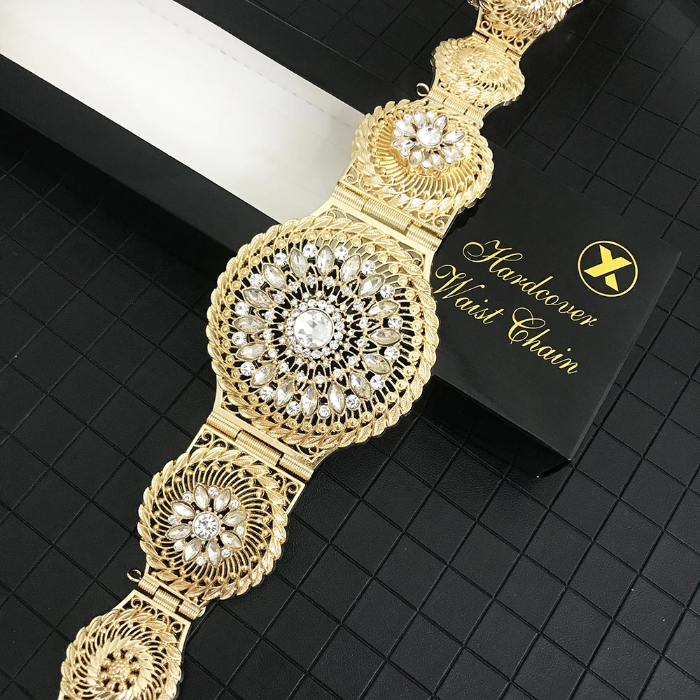 

Элегантная круглая цепочка на талию с кристаллами, регулируемая цепочка на талию в марокканском стиле, свадебное платье, пояс для невесты, ювелирные изделия