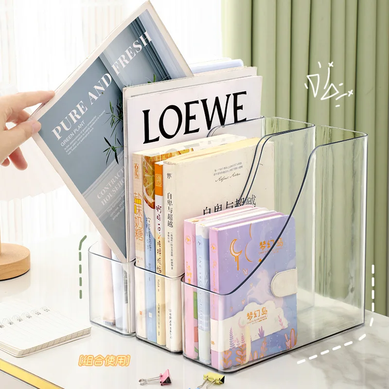 A4 Acrylic Vertical Stationery Shelf Transparent PET Desktop File Storage Box Book Artifact Desktop Organizer desktop storage shelf,stationery organizer,desktop storage box,desktop storage kit,document organizer,stationery storage box