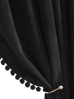 Premium Wool Ball Edge Blackout Curtains Curtains for Living Dining Room Bedroom French Minimalist Velvet Curtain 1PC 2