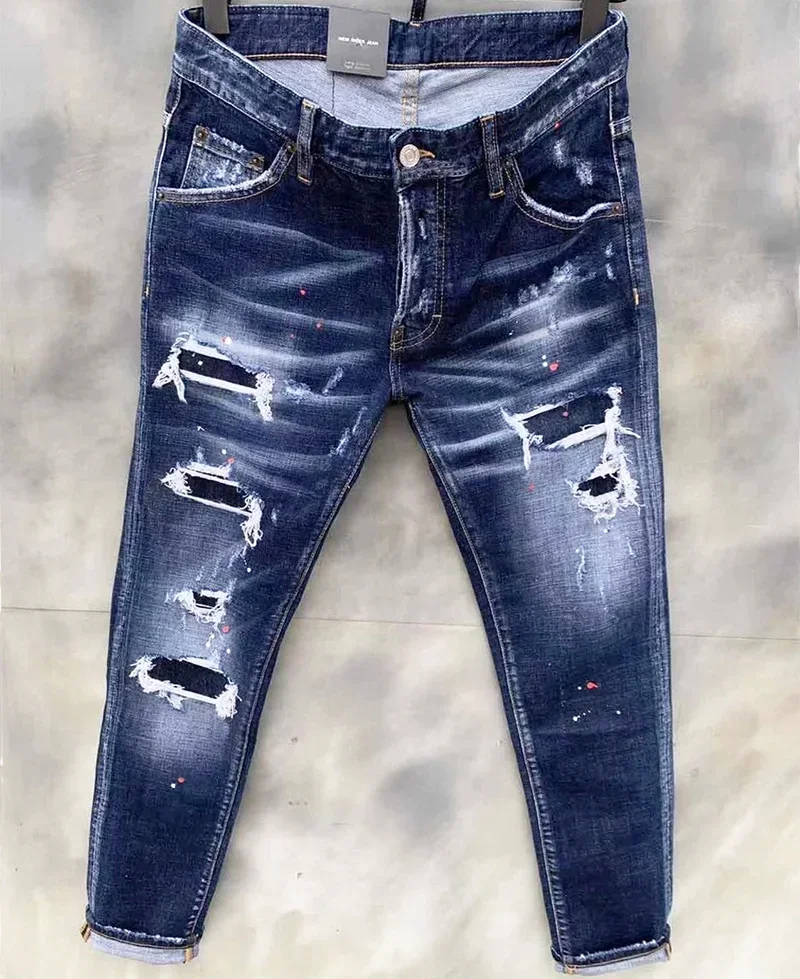 100 chareiharper DSQ Men's ripped jeans Luxury brand Long jeans Quality Men's stretch slim pants men's skinny jeans 6