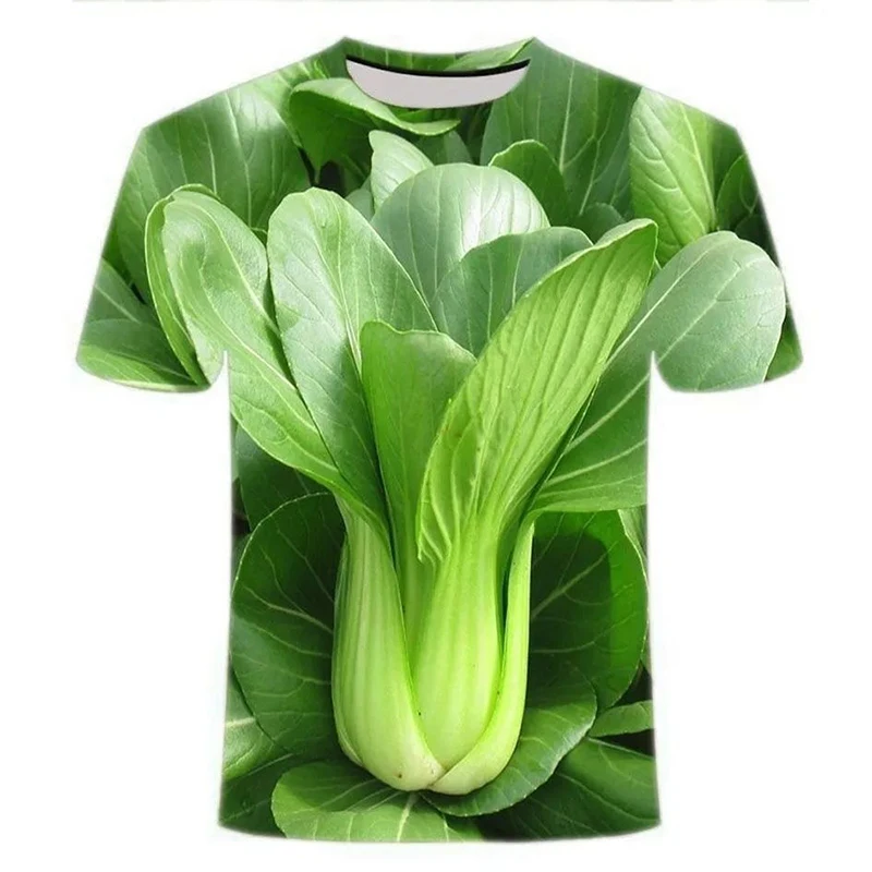 Chili Vegetable Print Short Sleeve T Shirt Streetwear