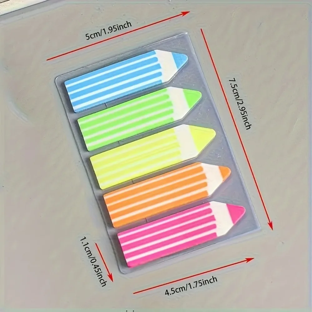 Colorful Pencil - Shaped Sticky Notes Index Tabs, Self - Adhesive Page Markers for Bookmarking, Organizing, Ideal for Office - 3