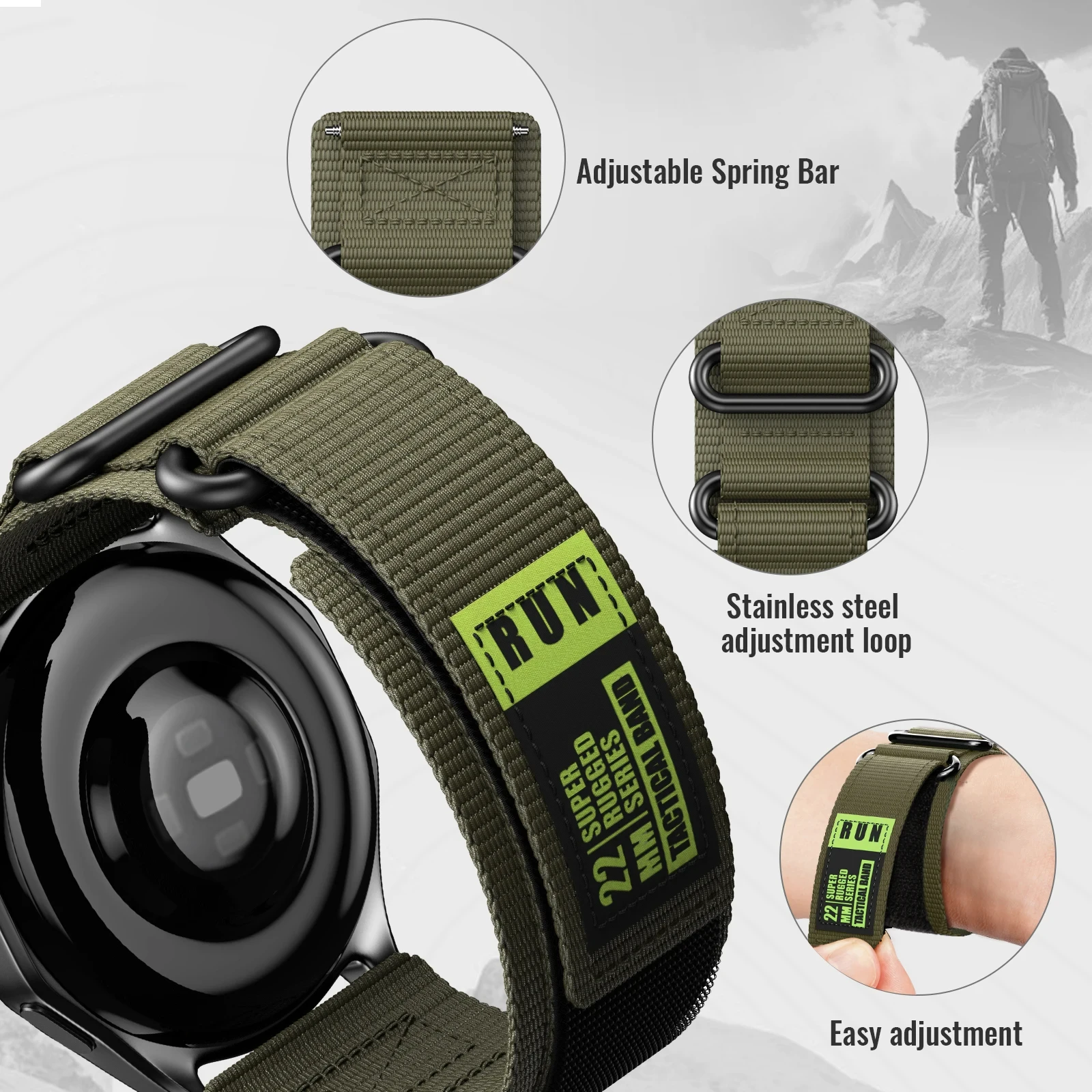 Versatile 22mm Nylon Velcro Watch Strap - Enhanced Comfort & Style