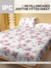 1 Simple modern Plant Flower printed matte Fitted Sheet, bedroom printed bed cover, bedding (excluding pillowcases) 2