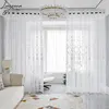 White Embroidered Sheer Voile Curtains For Bedroom Europe Tulle Window Curtain For Living Room Customized Size Home Drape Blinds 3