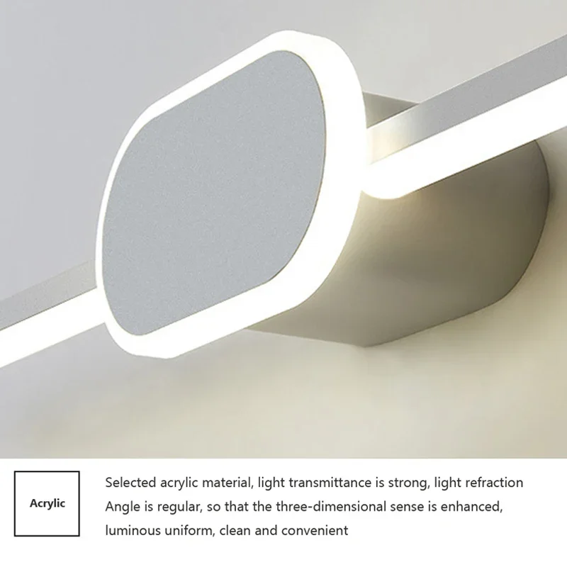 Modern Bathroom Wall Lamp Black White Aluminum LED Strip Bathroom Mirror Lamp Bathroom Bath Lamp Mirror LED Light Make Up Light 6