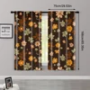 2pcs, Window Curtain Boho Leaf & Black Flower Peel 100% Polyester (without rod) Decorations For Home Use for Living Room, 3