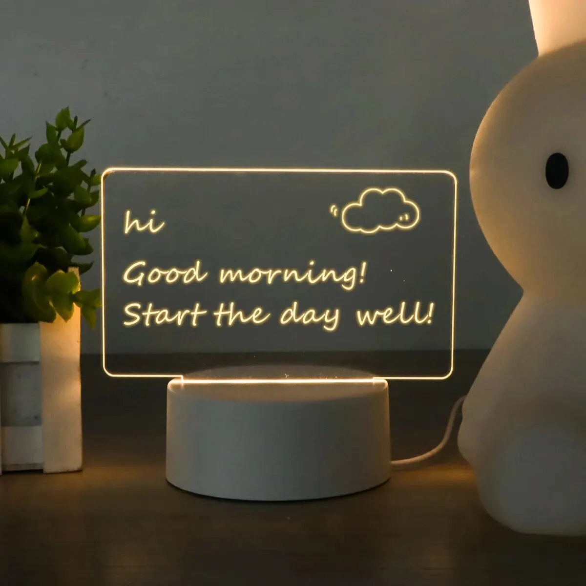 USB-Powered Desk Lamp with Note Board and Pen for Indoor Bedside or Decor Lighting