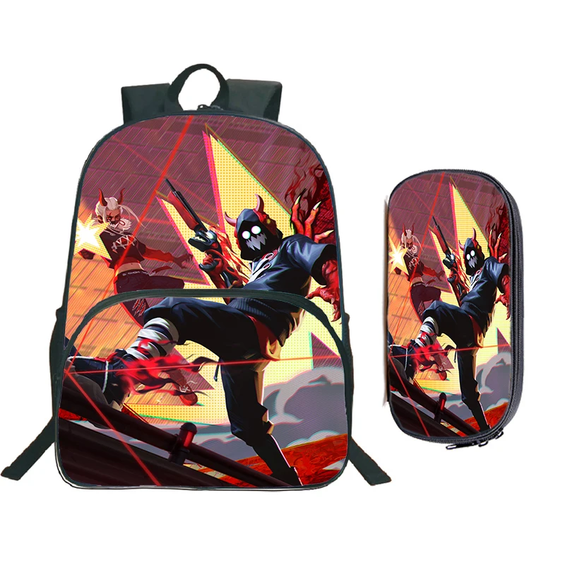 Mochila con estampado 3D Free Fire para niños y niñas, Juego de 2 piezas con bolsa para lápices, mochila escolar de alta calidad, bolsa de viaje para hombres