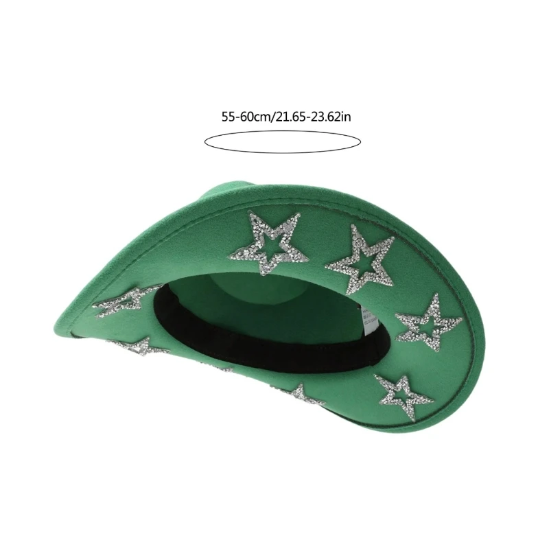 Roll Brims Cowboy Hat for Bride Bridesmaids Elegant Five Pointed Star Cowgirl Hat Party Costume Halloween Party Headwear
