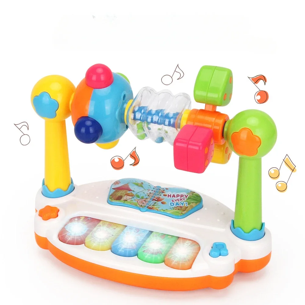 Baby Piano Toys Kids Rotating Music Piano Keyboard with Light Sound Musical Toys for Toddlers Early Educational Music Toy 3